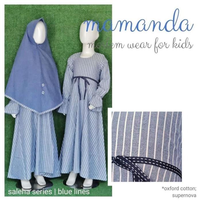 Gamis Anak /Baju Muslim Anak Perempuan 2-12Thn Lucu Murah Mamanda Blue