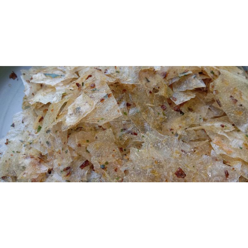 

Keripik Kaca/Kirca/Kripca Cabe Hijau daun jeruk 1/4 kg