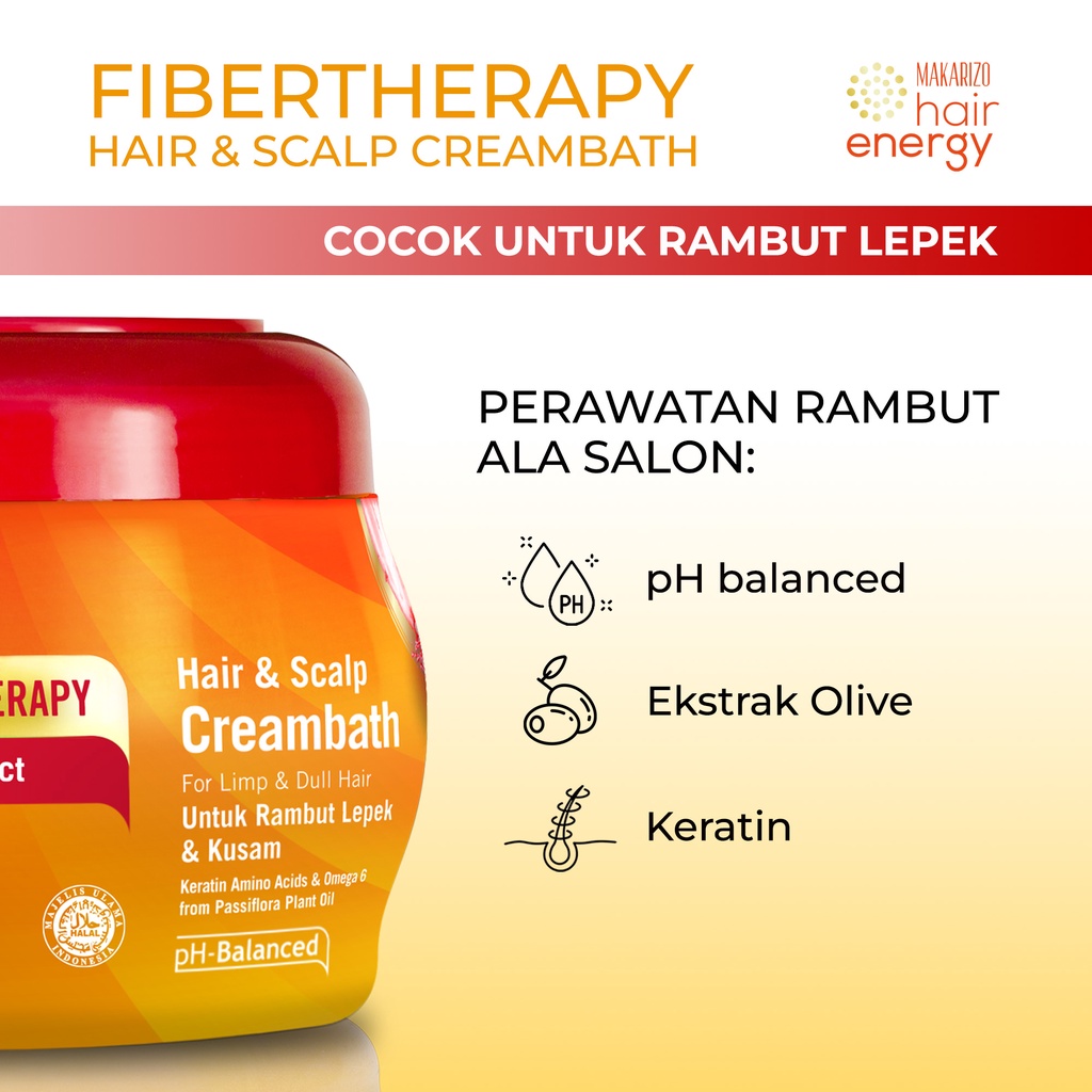 Makarizo Hair Energy Fibertherapy Hair & Scalp Creambath Olive 500 mL / Perawatan Rambut / Hijab-4