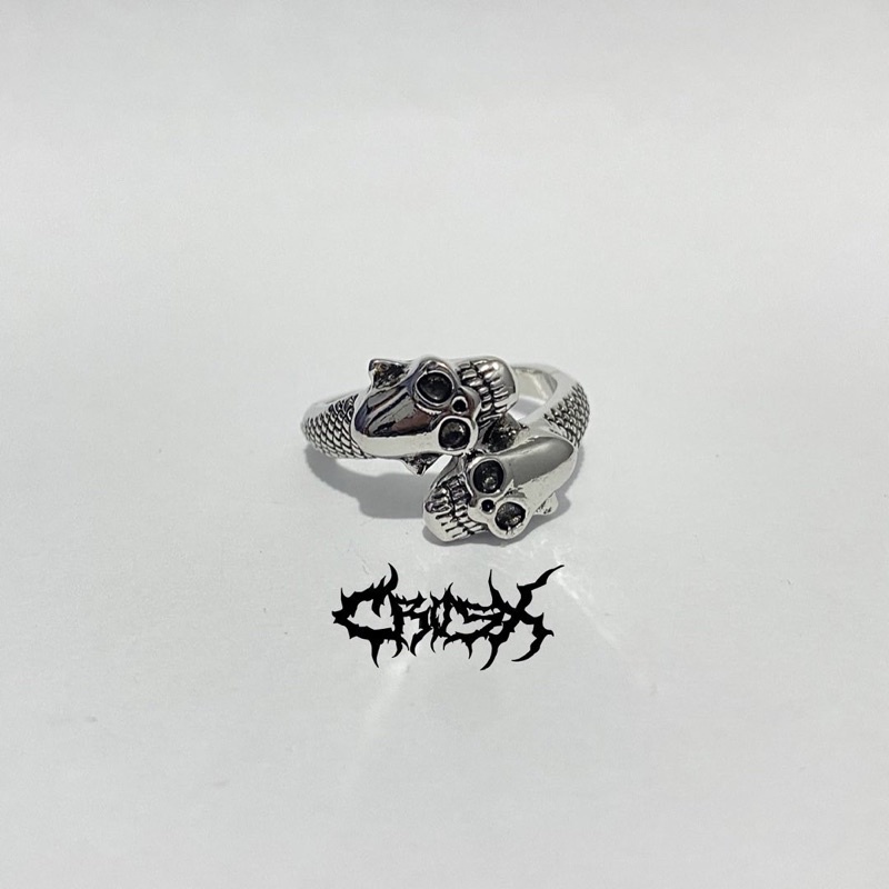 SKULL DOUBLE RING / CINCIN TENGKORAK /  CROSS RING ROYAL KNIGHTS RING KERAJAAN CINCIN KSATRIA RING SKULL RING CINCIN COUPLE RING KOREAN STYLE RING CINCIN STYLE KOREA CINCIN AESTHETIC RING CINCIN TITANIUM STAINLESS CINCIN PRIA CINCINWANITA HIPHOP PUNK RING