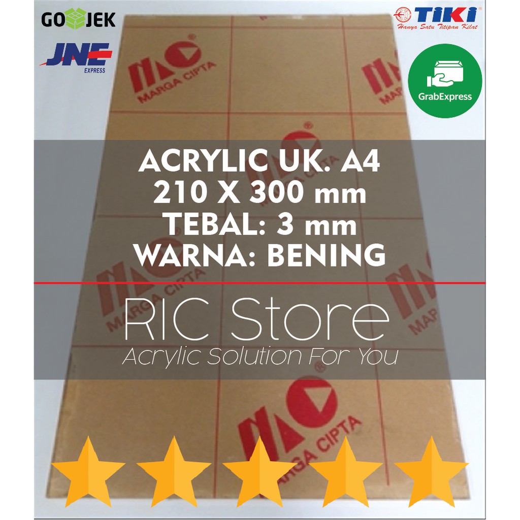 

Acrylic / Akrilik Lembaran Uk. A4 Tebal 3mm BENING