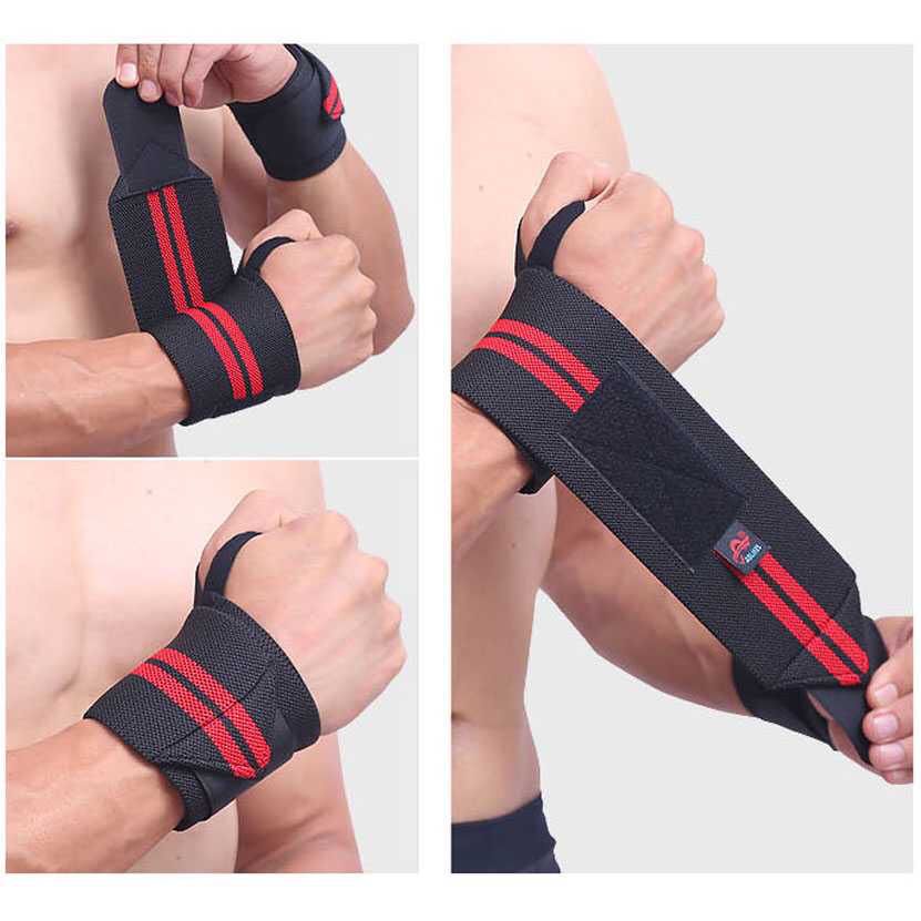 Strap Tangan Angkat Beban Pergelangan Tangan Latihan Beban Fitnes Gym Power Weight Lifting 2 PCS