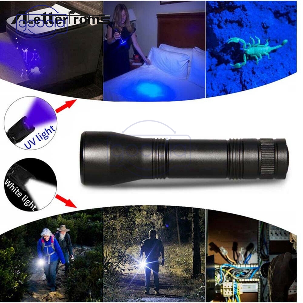 ✈【Fast/COD】✈Lampu Senter UV 80000lm LED UV 5 Mode Zoomable 395nm Warna Hitam