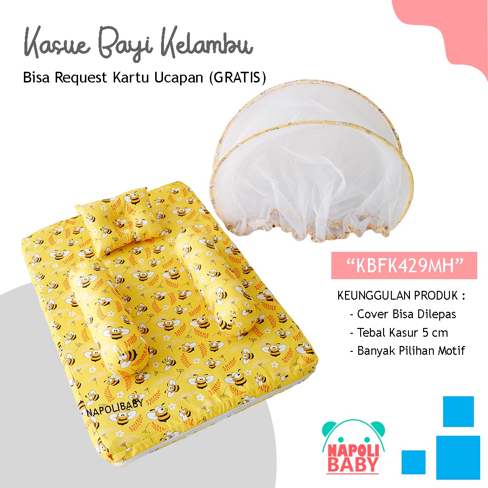 Kasur Bayi Kelambu Motif Lucu│ Tempat Tidur Satu Set Murah │ Kado Lahiran Baby Gift