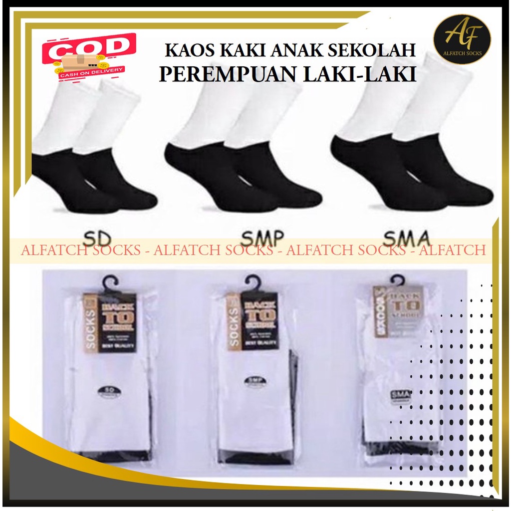 Jual Kaos Kaki Anak Sekolah SD SMP SMA Hitam Putih Telapak Panjang