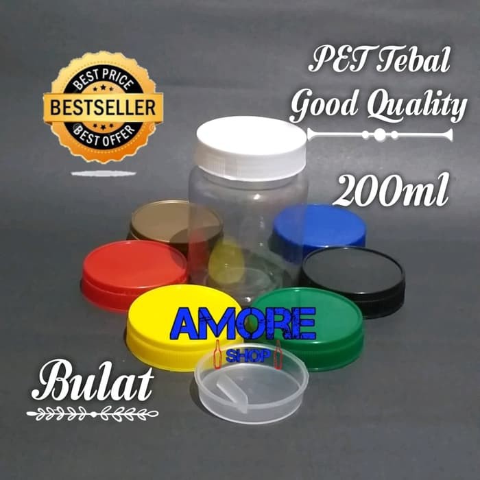 Unik Botol /Toples Plastik Jar 200ml-250ml/Sambal/Permen/Selai/Bumbu/Slime Diskon