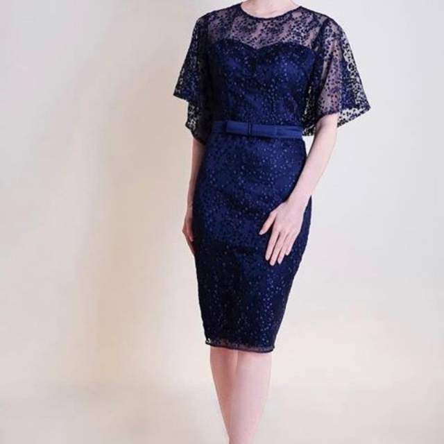Elin dress gown pesta bridesmaid warna navy