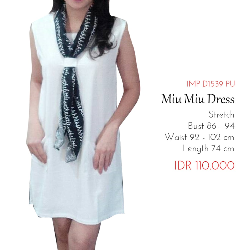 Dress Wanita Dress Casual Mini Dress - Miu Miu Dress