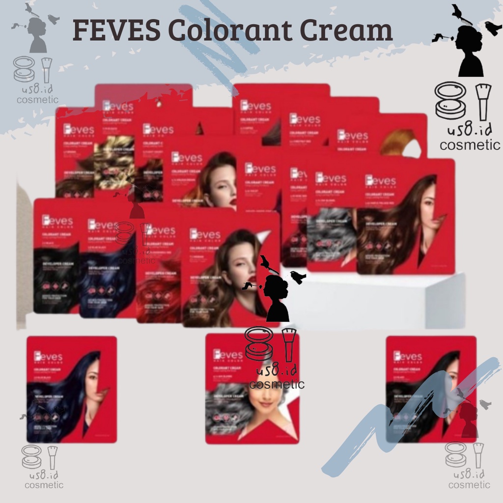 FEVES Colorant Cream | Hair Color | Cat Rambut | Cat Rambut Sachet (✔ BPOM)