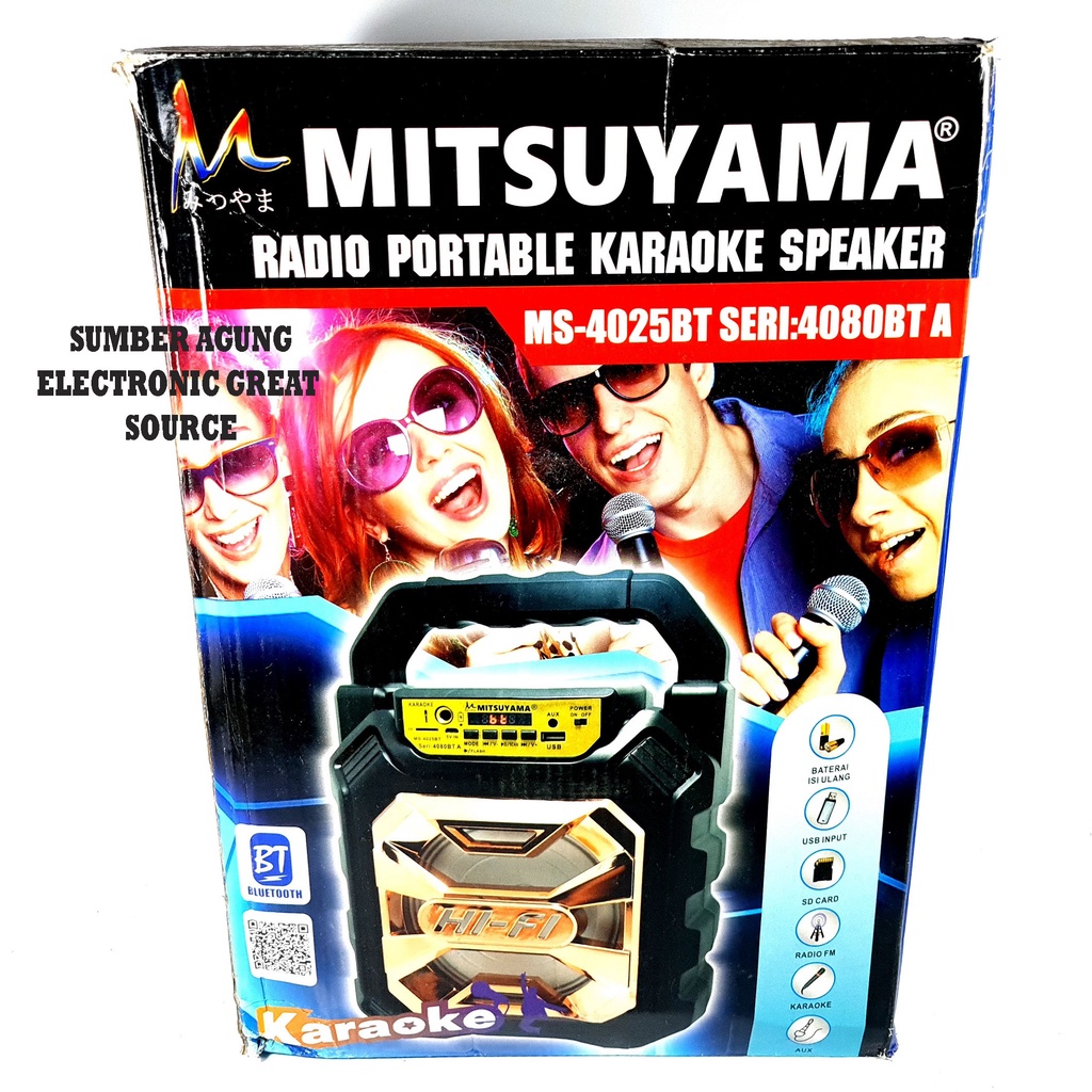 Mitsuyama MS4080BT A Radio Portable Karaoke Speaker Bluetooth Bonus Mic