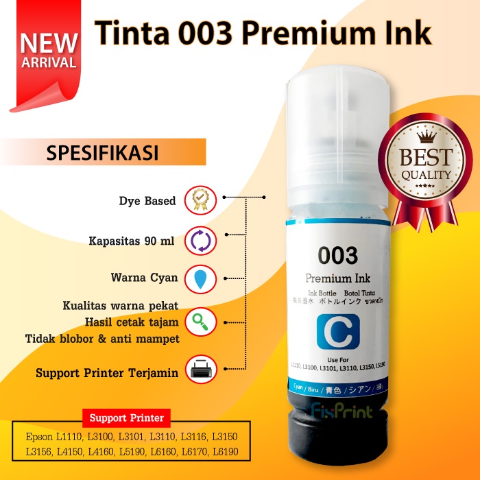 Paket Tinta Premium Ink Printer Epson L5190 L4150 L4160 L6170 L6190