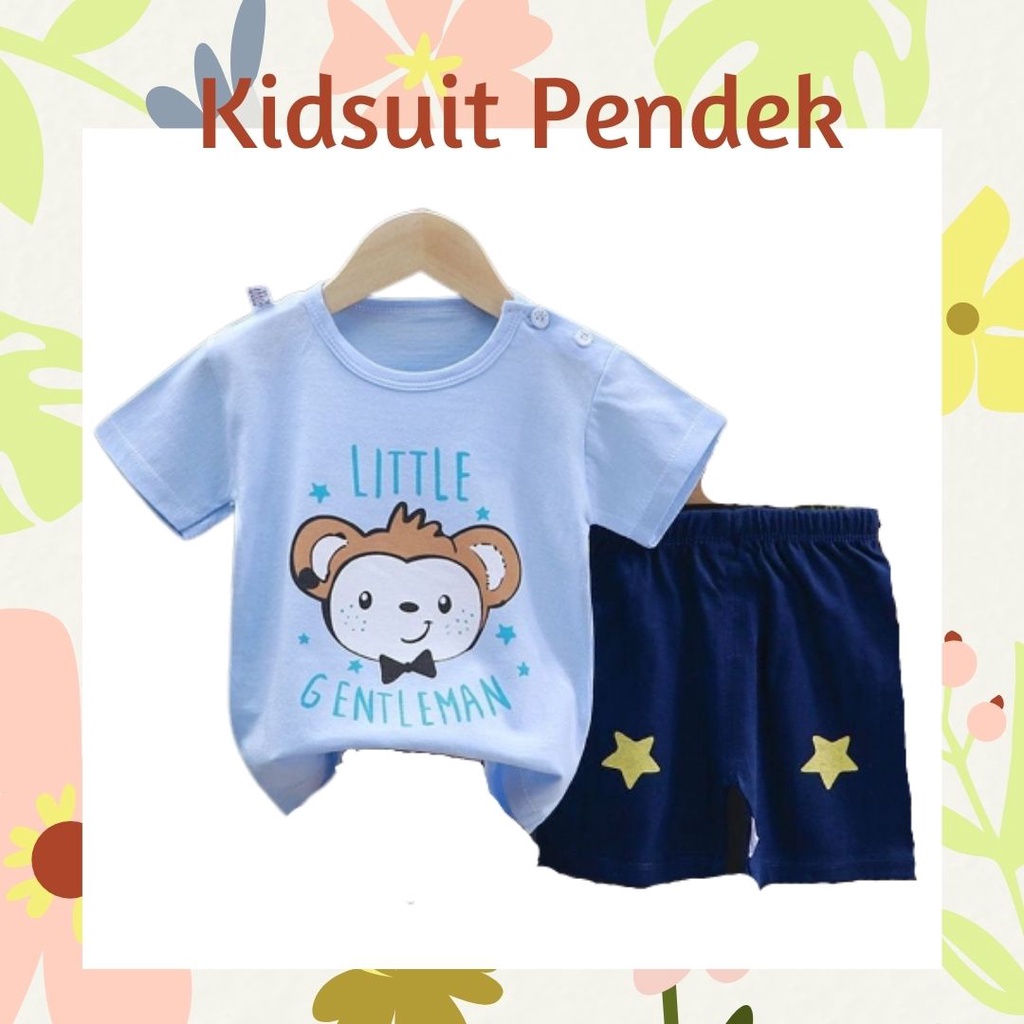 Plazababyku KIDS SUIT PENDEK Setelan Anak Bahan Kaos Lengan + Celana Berkualitas Import ebv cowok