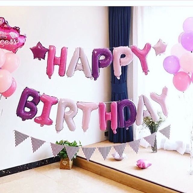 Balon Foil Huruf Set Happy Birthday pink soft / paket huruf hbd pastel