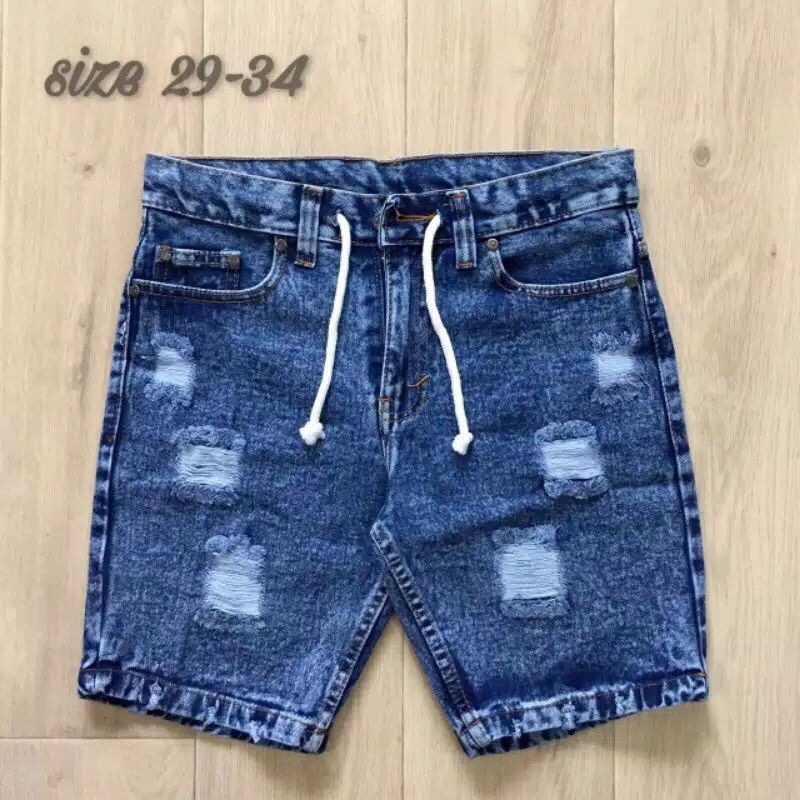 [Bisa COD] Celana Jeans Pendek Sobek Pria Wisker Jeans Pendek Ripped Robek Pria Premium Distro