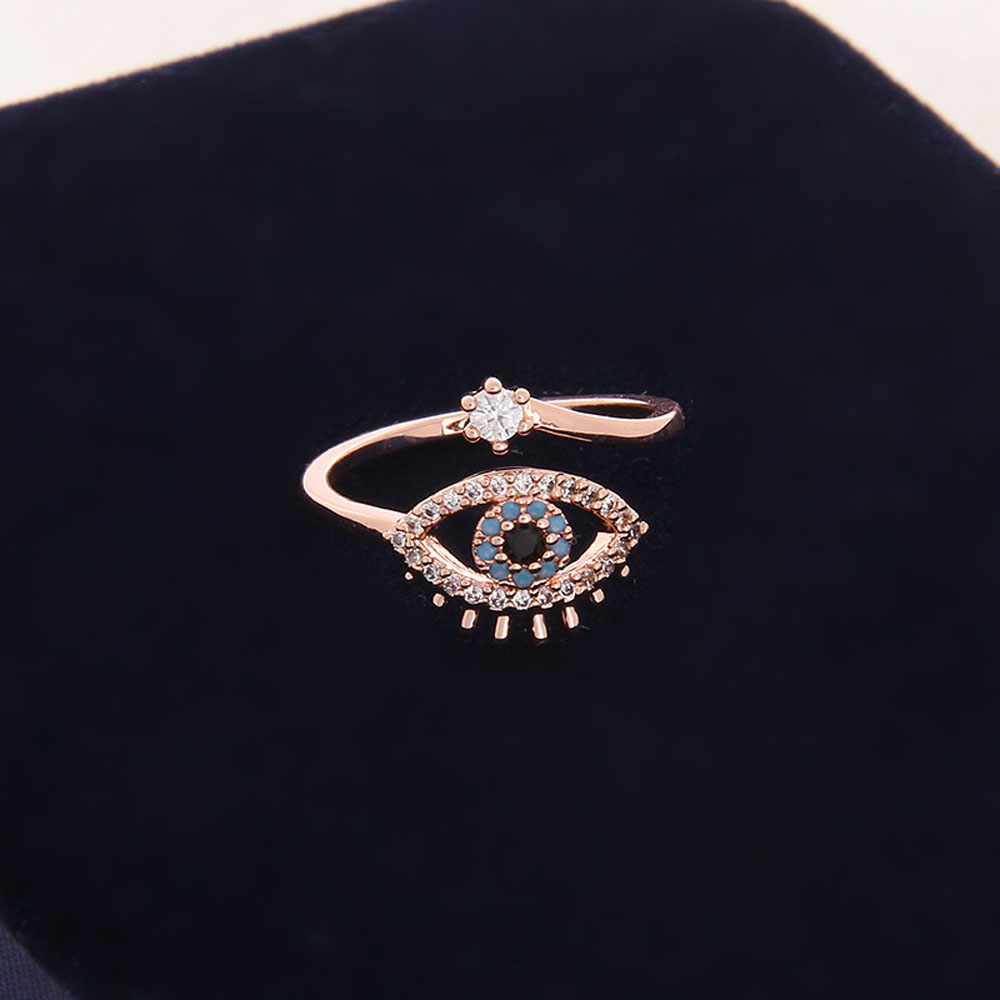 MXBEAUTY Fashion Finger Ring Gold Color Jewelry Rings Engagement Turkey Round Evil Eye Angel Eye Zircon Accessories/Multicolor