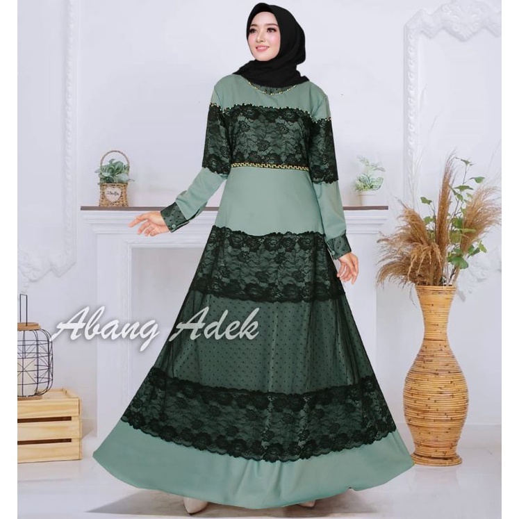 GAMIS BRUKAT RENDA HITAM TINGKAT~GAMIS WANITA~GAMIS MODERN~GAMIS TERBARU ABANG ADEK COLLECTION