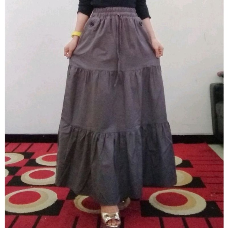 Rok Skinny Polos Rempel Mayung Bahan Katun Cigaret Tebal