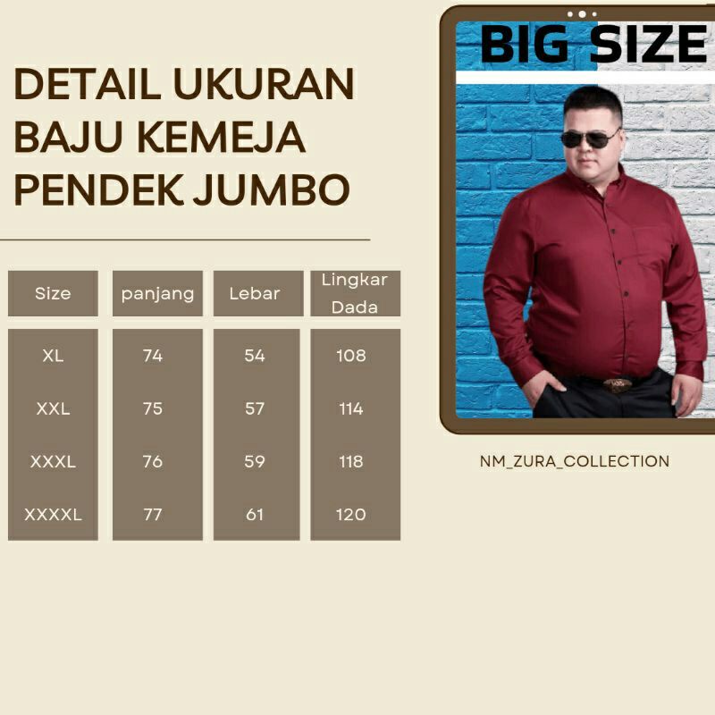 Kemeja Kerja Pria Panjang Polos BIG SIZE  (XL - 6L)