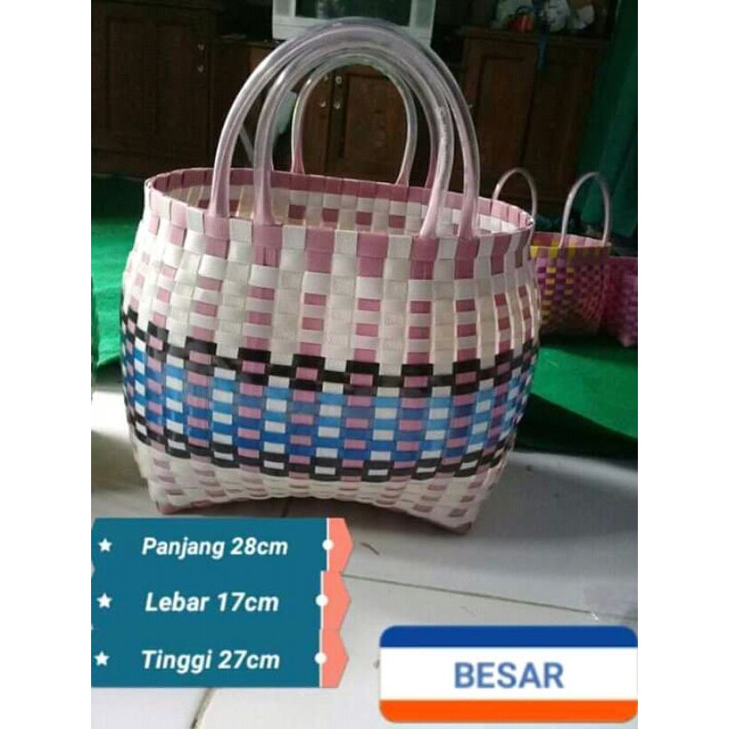 {Besar} Tas anyaman Besar 28x17x27cm Tas anyaman plastik | Ukuran Besar Serbaguna