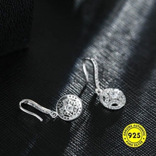 Anting Kait Sterling Silver S925 Bentuk Bulat Geometris Anti Pudar Gaya Korea Untuk Wanita