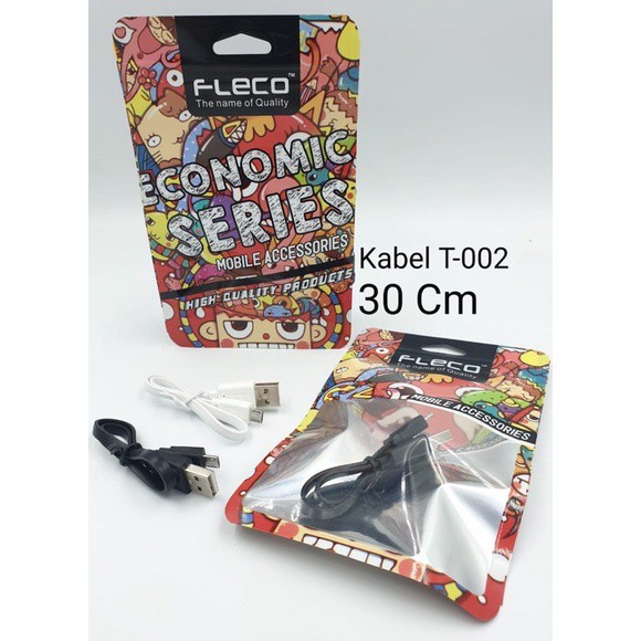 KABEL DATA FLECO T002 30CM MICRO ORI FAST CHARGING/ DATA CABLE POWERBANK