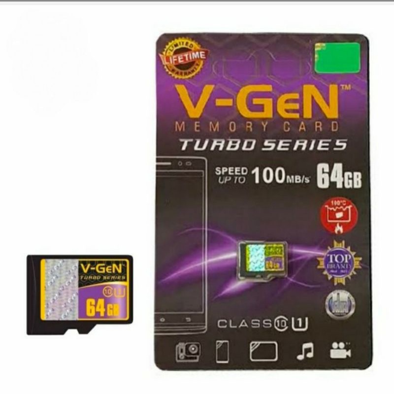 Micro SD Vgen 64GB Class 10 TURBO SERIES Memory Card ORIGINAL