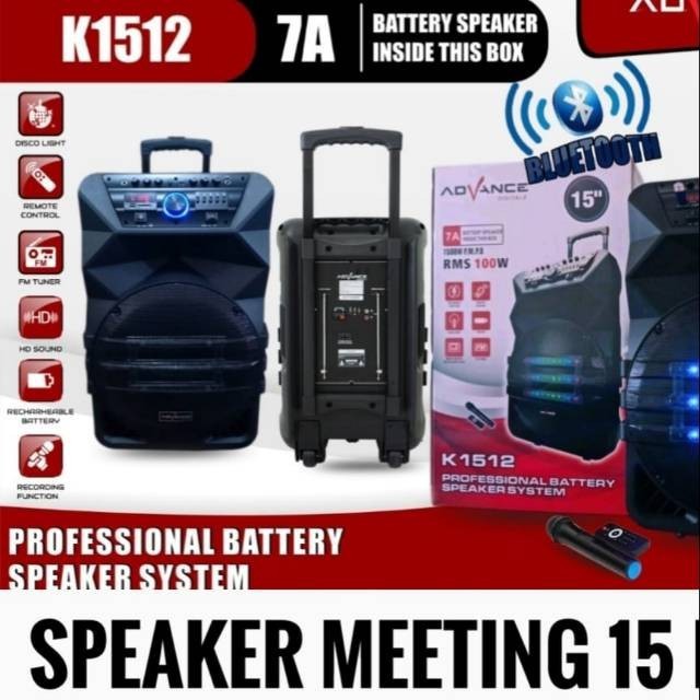 ADVANCE K 1512 - Speaker Meeting Portable Bluetooth 15&quot; 15 inch