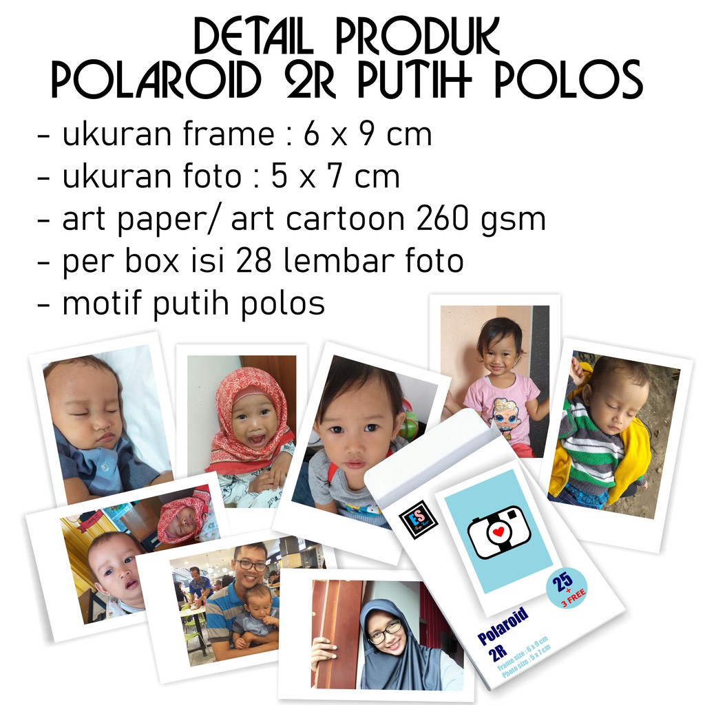 POLAROID 2R POLOS LAMINASI GLOSSY 2 SISI + FREE BOX