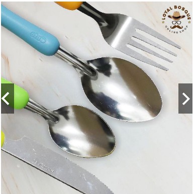 [TERMURAH]Sendok makan anak 4 in 1 stainless steel 1 set lengkap dengan garpu dan pisau steak