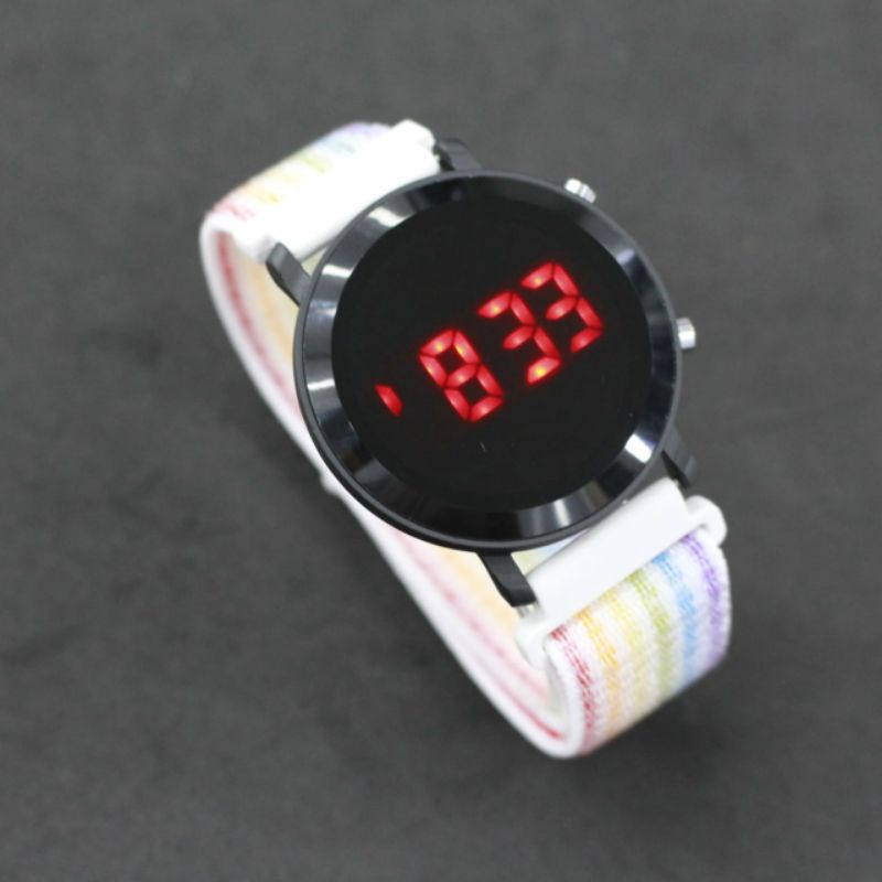 Jam Led kanvas bulat free gift box-Pth PLG KNV BLT HTM
