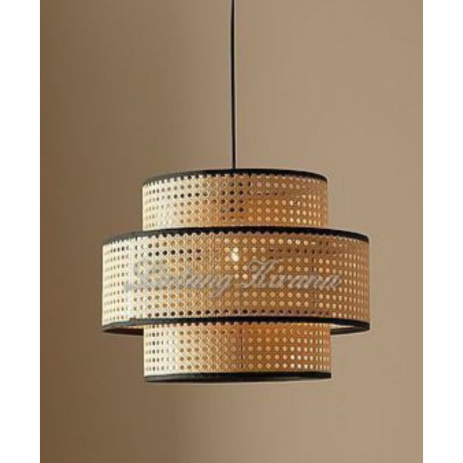 Kap lampu gantung anyaman rotan