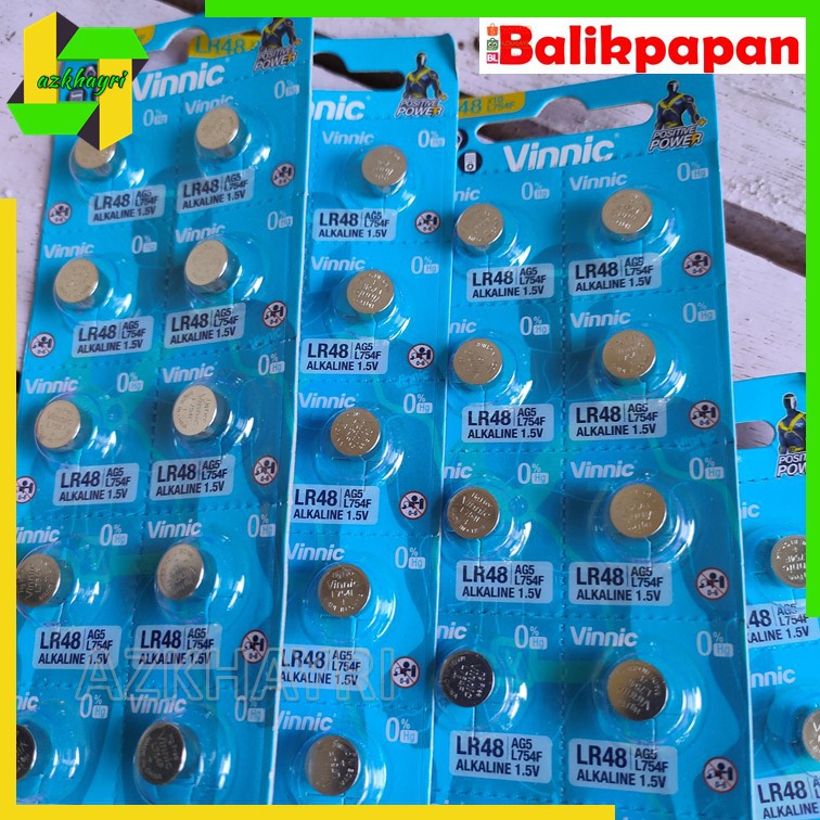 Baterai Battery L754F LR48 AG5 LR754 SR754 393 VINNIC Alkaline Batre Kancing Jam