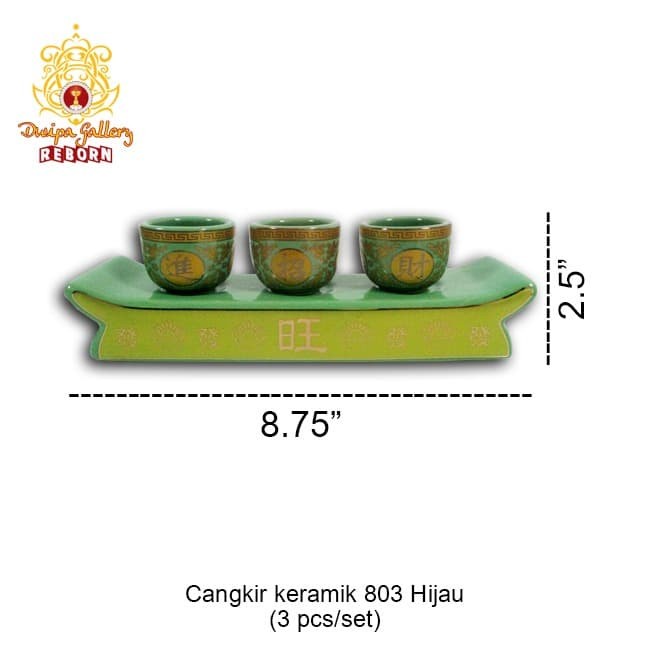 Cangkir sembahyang /altar / puja Keramik 803 Hijau