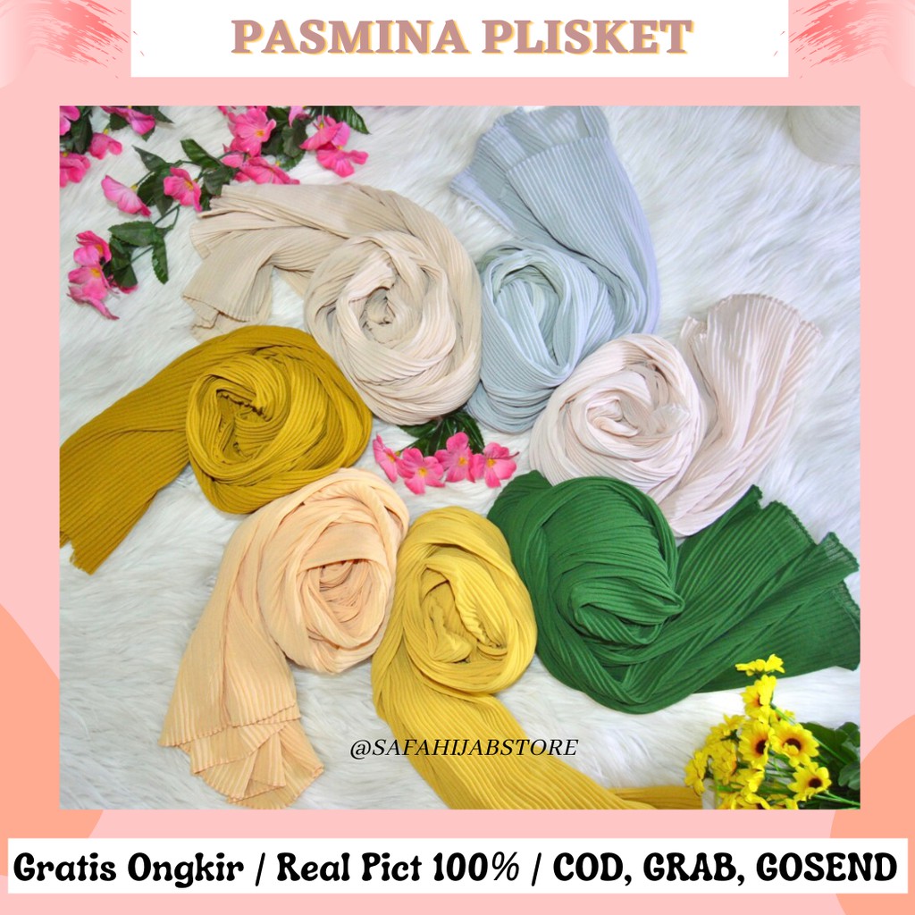 PASMINA PLISKET / FULL PLISKET TANPA GARIS TENGAH / PASMINA PLISKET RENDA