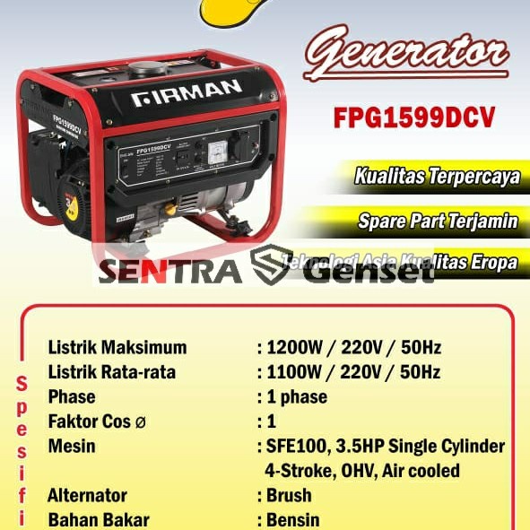 Genset 1200 watt. Firman FPC1599DCV
