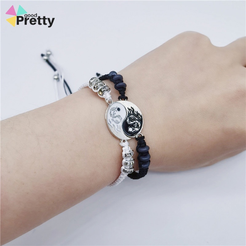 2pcs Gelang Couple Dikepang Gosip Tai Chi Adjustable Fashion Accessories Hadiah Aksesoris Bracelet - PD