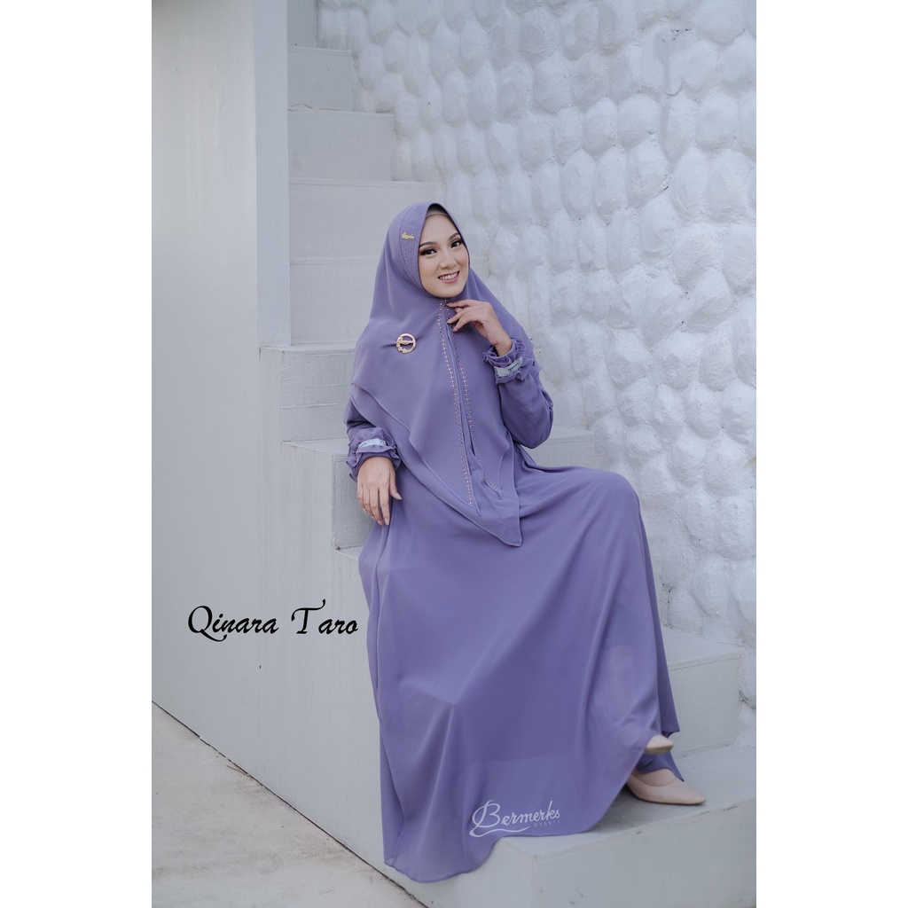 Qinara set syar'i ORI by bermerk gamis full ceruty premium
