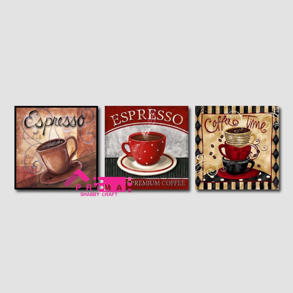 Hiasan Pajangan Dinding Wall Decor Poster Kayu Cangkir Vintage Klasik Dekorasi Dapur Cafe Coffee Bar