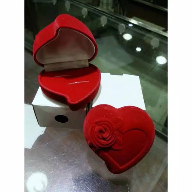Kotak Cincin Couple Motif Rose Emas Kawin Cincin Lamaran Nikahan Love Merah Hati Nikah Box
