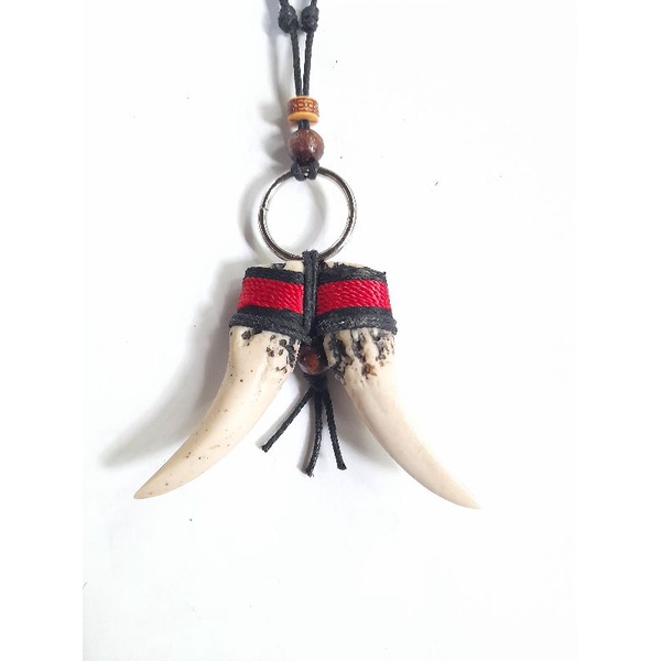 Aksesoris Dayak Kalung Liontin Kuku Macan Sepasang Kalung Taring