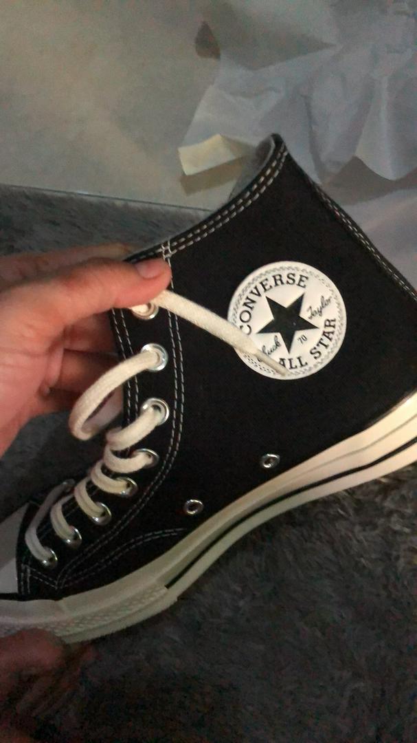 size 8 black high top converse