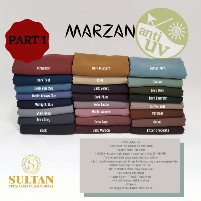 TERBARU     PART.1-50CM MARZAN POLOS KAIN ANTI UV SULTAN