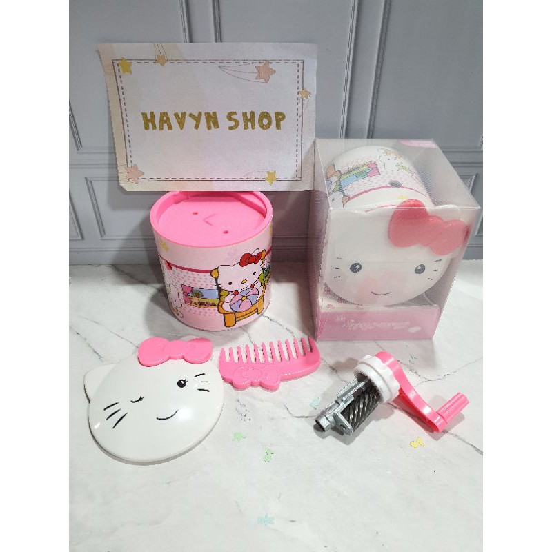 serutan meja HelloKitty ada kaca dan sisir/serutan putar/rautan meja Hello Kitty-2