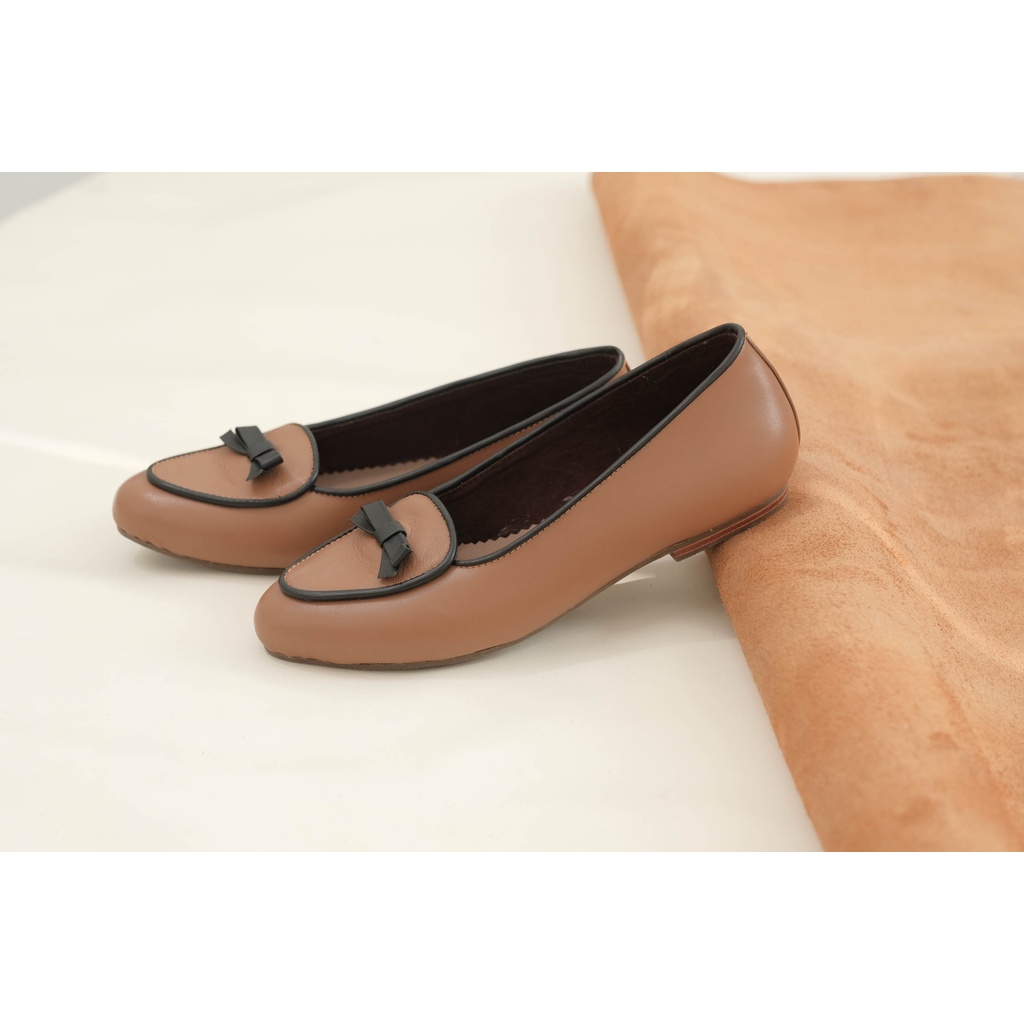 Shoeka - Layna Flat - Tan+Hitam