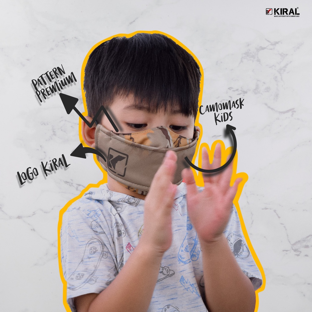 CAMOMASK FAMILY Masker Kain Anak 3D 3 ply Lapis Korea Headloop Earloop Motif Non Medis Anak Keren