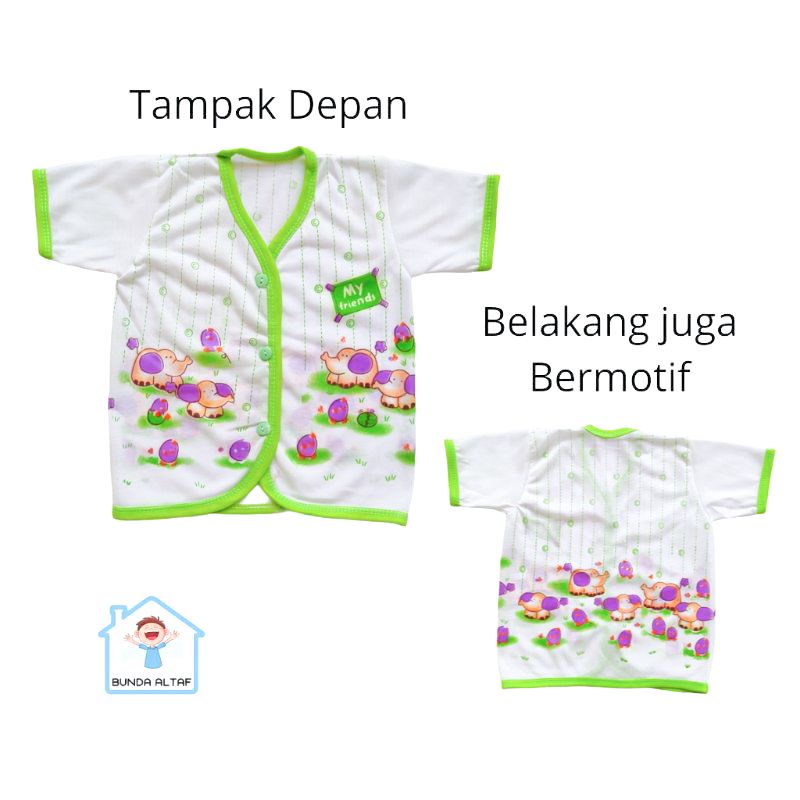 6 pcs (1/2 lusin) Baju Bayi Murah / Pakaian Bayi Lengan Pendek Panjang Yukensi Atasan Bayi Kancing Depan