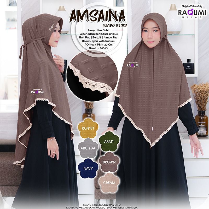 AMSAINA JUMBO RENDA BY ORI RAQUMI HIJAB
