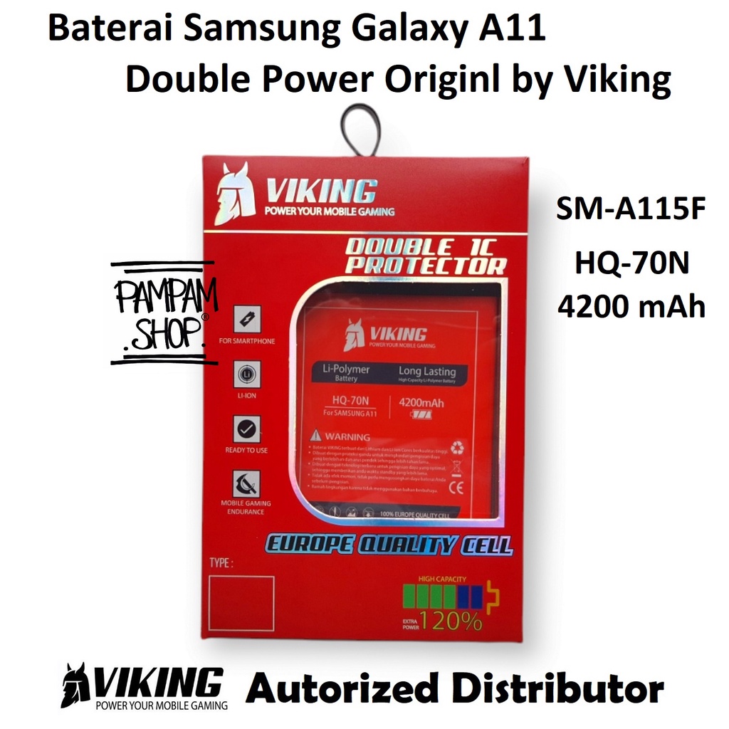 Baterai VIKING Double Power Original Samsung Galaxy A11 SM-A115F HQ-70N HQ70N A115 Batre Batrai Battery HP Handphone Ori