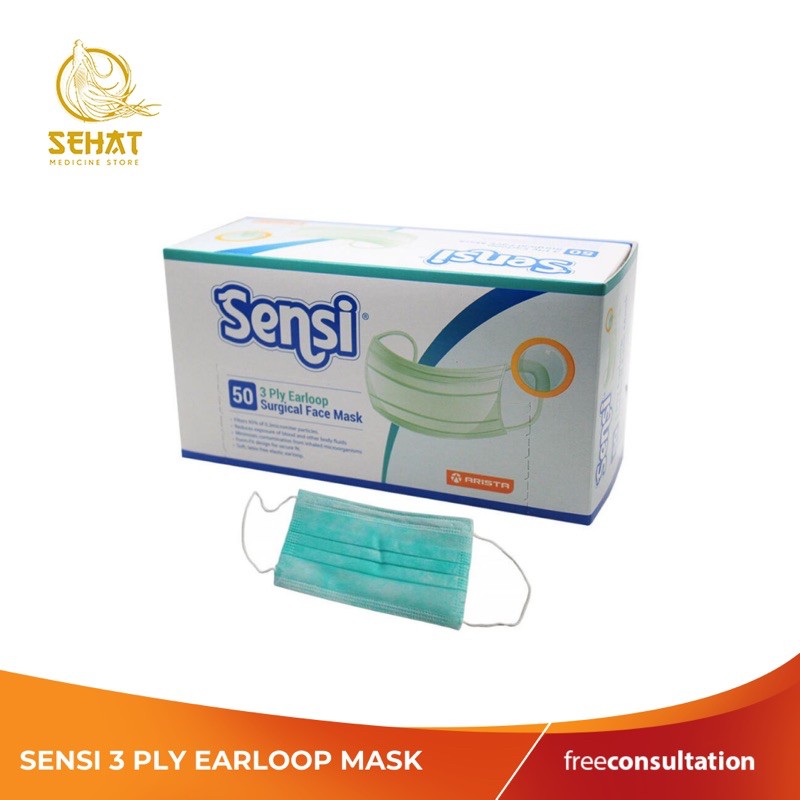 MASKER SENSI 3 PLY EARLOOP SURGICAL