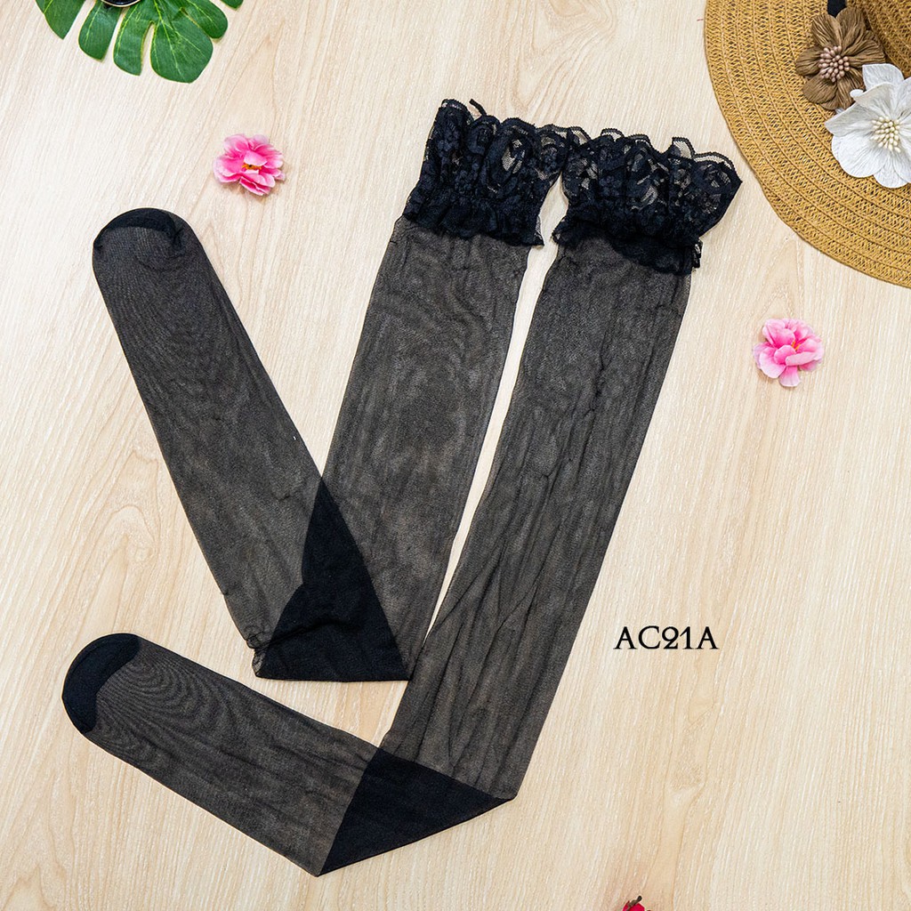 [PRODUK TERMURAH] GARTER BELT SABUK PAHA + STOCKING SEXY LEGGING TRANSPARAN HITAM AC21A